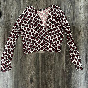 Fashion Nova Satin Red Printed Blouse